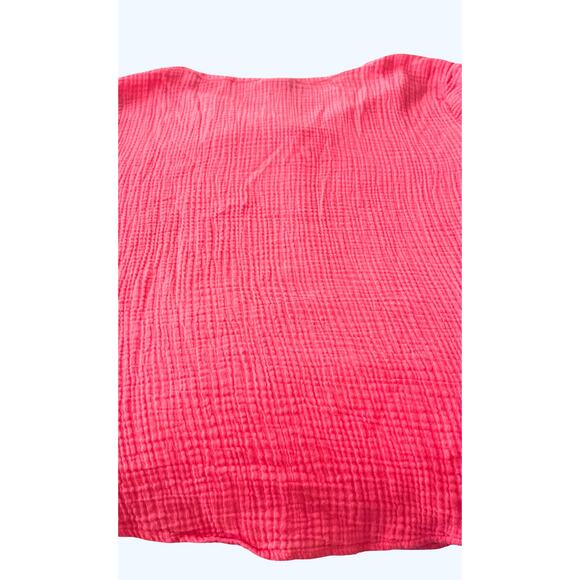 CHICO’S V-NECK 3/4 BELL SLV PULL-OVER BLOUSE, XXL/20 (CHICO’S 4), PINK PUCKERED - Picture 6 of 12